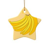 Poezjzw Cartoon Banana Pattern Ceramic Christmas Ornament Star Shape Hanging Pendant Gifts For Xmas Holidays, Ornaments For Home Decor