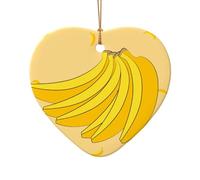 Poezjzw Cartoon Banana Pattern Christmas Ceramic Heart Shape Pendant Decorations Suitable For Home Shopping Malls And Holiday Celebrations