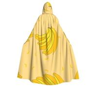 POEZJZW Cartoon Banana Pattern Full Length Hooded Robe Cloak Long Cape Halloween Cosplay Costume Hoodies Cape Unisex