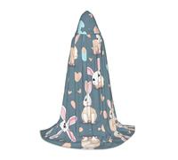 POEZJZW Cartoon Cute Bunny Pattern Hooded Cloak Robe Costume Cloak For Adult Men Women Christmas Hoodies Cape Cosplay Costumes L
