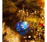 Poezjzw Cartoon Cute Owl Pattern Christmas Ceramic Pendant Decorations Suitable For Home Shopping Malls And Holiday Celebrations