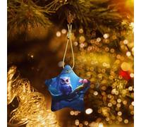 Poezjzw Cartoon Cute Owl Pattern Christmas Ceramic Pendant Decorations Suitable For Home Shopping Malls And Holiday Celebrations