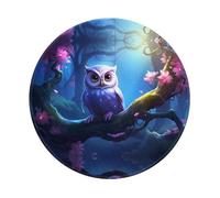 POEZJZW Cartoon Cute Owl Pattern Round Mouse Pad Desktop Protection Mat with Non-Slip Rubber Base 7.9Ã-7.9 in for Home and Office
