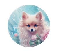 POEZJZW Cartoon Cute Puppy Pattern Round Mouse Mat, Cute Mouse Pad, Non-Slip Rubber Base With Stitched Edge, Small Size 7.9 X 7.9 Inch