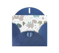POEZJZW Cartoon Dinosaur Patterned Pearl Paper Blank Greeting Card Suitable For Birthday Wedding Party Invitation With Blue Envelope