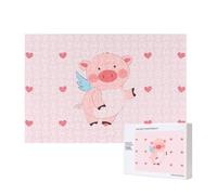 Poezjzw Cartoon Flying Pig Adult Classic Jigsaw 300 Pieces Wooden Puzzle Modern Home Decor Intellectual Game 40 X 28 Cm