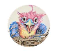 POEZJZW Cartoon Patriarch Bird Pattern Round Mouse Mat, Cute Mouse Pad, Non-Slip Rubber Base With Stitched Edge, Small Size 7.9 X 7.9 Inch