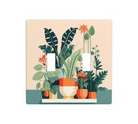 Poezjzw Cartoon Small Green Plant Pattern Decorative Light Switch Plate Covers 2 Gang Wall Plate Double Toggle Switch Cover 4.5 X 4.5 in