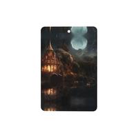 Poezjzw Castle In The Forest Pattern Car Air Fresheners 6 Pcs Rectangle Hanging Aromatherapy Tablets Scented Fresheners For Bedroom Closet Shoe