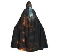 POEZJZW Castle In The Forest Pattern Hooded Cloak Robe Costume For Adult Men Women Christmas Hoodies Cape Cosplay Costumes