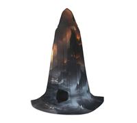 POEZJZW Castle In The Waves Pattern Hooded Cloak Robe Costume Cloak For Adult Men Women Christmas Hoodies Cape Cosplay Costumes S