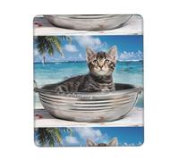 Poezjzw Cat in A Basin Pattern Mouse Pad Non-Slip Rubber Stitched Edges Waterproof Gaming Mouse Mat for Desk Gaming Work Wireless Mice 8.3 X 10.3 in
