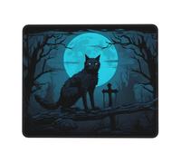 POEZJZW Cat In Moonlight Pattern Mouse Pad, Portable Office Non-Slip Rubber Base Wireless Mouse Pad For Office Laptop Computer Pc 7.9 X 9.5 In