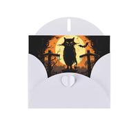 POEZJZW Cat On Cross Tombstone Pearl Paper Christmas Cards, With White Envelopes, Thank You Cards, Wedding, Valentine'S Day Cards 10-Count