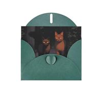 POEZJZW Cat Out Of The Shadows Pearl Paper Christmas Cards, With Dark Green Envelopes, Thank You Cards, Wedding, Valentine'S Day Cards 10-Count