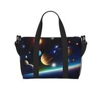 Poezjzw Celestial Planet Travel Duffel Bag Tote Carry On Luggage Bag Water Resistant Weekender Overnight Bags For Foldable, Black, One Size