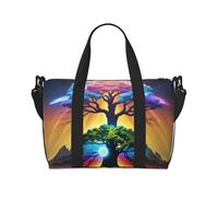Poezjzw Celestial Tree Travel Duffel Bag Tote Carry On Luggage Bag Water Resistant Weekender Overnight Bags For Foldable, Black, One Size