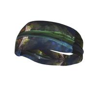 Poezjzw Chalet By The Lake Pattern Sports Headband Suitable For Running Yoga Running Cycling Elastic Moisture Band