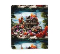 Poezjzw Chalet by The Sea Pattern Mouse Pad Non-Slip Rubber Stitched Edges Waterproof Gaming Mouse Mat for Desk Gaming Work Wireless Mice 7 X 8.6 in