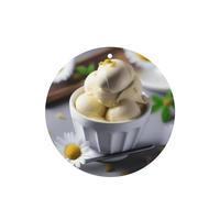 Poezjzw Chamomile Ice Cream Pattern Car Air Fresheners 6 Pcs Round Shape Hanging Aromatherapy Tablets Scented Fresheners For Bedroom Bathroom