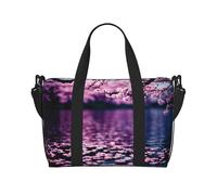 Poezjzw Cherry Blossom Lake Travel Duffel Bag Tote Carry On Luggage Bag Water Resistant Weekender Overnight Bags For Foldable, Black, One Size, Black, One Size