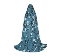 POEZJZW Cherry Blossom Pattern Men Women Cloak With Hood Adult Cape With Hood Renaissance Halloween Witch Costume Wizard Cloak S