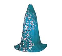 POEZJZW Cherry Blossom Pattern Men Women Cloak With Hood Adult Cape With Hood Renaissance Halloween Witch Costume Wizard Cloak S