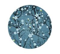 POEZJZW Cherry Blossom Pattern Round Mouse Pad, Non-Slip Rubber Base Small Mouse Pad, Suitable For Games, Computer Laptop, 7.9x7.9 Inches.