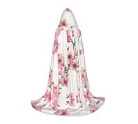 POEZJZW Cherry Blossom Pattern Teenager Hooded Cloak Cloak Women Men Halloween Costume Masquerade Cosplay Costume Christmas Party Robe S