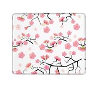Poezjzw Cherry Japanese Cherry Blossom Pattern Mouse Pad Office Laptop Computer Desk Wireless Mouse Non Slip Rubber Base Washable 10 X 12 Inch Keyboard Pad