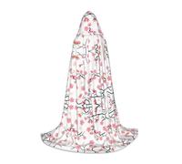 POEZJZW Cherry Japanese Cherry Blossom Pattern Teenager Hooded Cloak Cloak Women Men Halloween Costume Masquerade Cosplay Costume Christmas Party Robe L