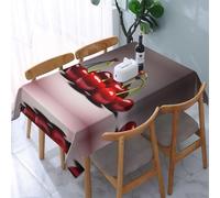 POEZJZW Chilean Cherries Pattern Rectangular Tablecloth, 54x72 Inch Wavy Lace Border Polyester Table Cloth for Dining, Kitchen, Parties