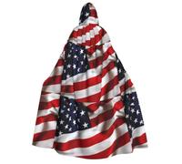 POEZJZW Christma Hoodie Halloween Witch Witchcraft Robe | American Flag Pattern Halloween Cosplay Costume Hoodies Cape Unisex Costume Party Masquerade