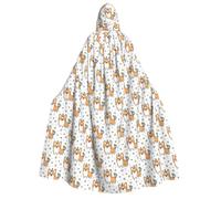 POEZJZW Christma Hoodie Halloween Witch Witchcraft Robe | Corgi Pattern Halloween Cosplay Costume Hoodies Cape Unisex Costume Party Masquerade
