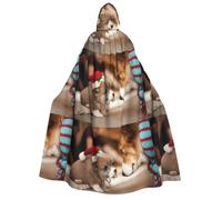 POEZJZW Christma Hoodie Halloween Witch Witchcraft Robe | Cute Corgi Pattern Halloween Cosplay Costume Hoodies Cape Unisex Costume Party Masquerade
