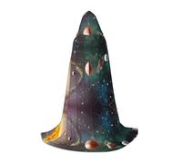 Poezjzw Christma Hoodie Halloween Witch Witchcraft Robe | Planet Space Solar System Pattern Halloween Cosplay Costume Hoodies Cape Unisex Costume Party Masquerade