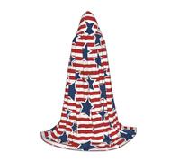 POEZJZW Christma Hoodie Halloween Witch Witchcraft Robe | Red White Star Stripe Flag Pattern Halloween Cosplay Costume Hoodies Cape Unisex Costume Party Masquerade