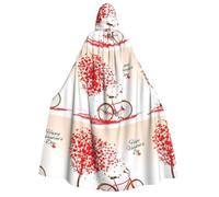 POEZJZW Christma Hoodie Halloween Witch Witchcraft Robe | Valentine'S Day Bike Tree Red Heart Cycle Pattern Halloween Cosplay Costume Hoodies Cape Unisex Costume Party Masquerade