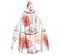 POEZJZW Christma Hoodie Halloween Witch Witchcraft Robe | Valentine'S Day Bike Tree Red Heart Cycle Pattern Halloween Cosplay Costume Hoodies Cape Unisex Costume Party Masquerade