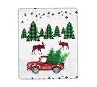 POEZJZW Christmas Truck And Moose Pattern Mouse Pad Office Laptop Computer Desk Wireless Mouse Non Slip Rubber Base Washable 7 X 8.6 In Keyboard Pad