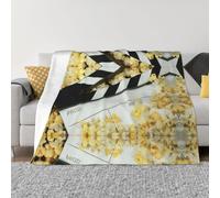 POEZJZW Cinema Clapboard And Popcorn Pattern Blanket Super Soft Flanne Warm Blanket Bed Sofa Living Room Film 50"X40"