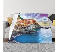 POEZJZW Cinque Terre Scenery Pattern Blanket Super Soft Flanne Warm Blanket Bed Sofa Living Room Film 40"X30"