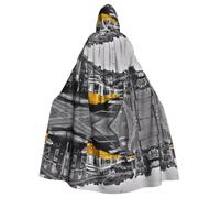 POEZJZW City Train Pattern Adult Hooded Cloak Cloak Women Men Halloween Costume Masquerade Cosplay Costume Christmas Party Robe