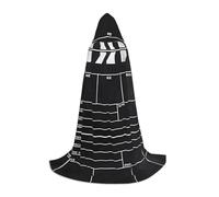 POEZJZW Classic Movie Clapboard Black Pattern Men Women Cloak With Hood Adult Cape With Hood Renaissance Halloween Witch Costume Wizard Cloak M
