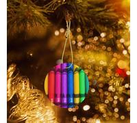 Poezjzw Colored Crayons Pattern Ceramic Christmas Ornament Round Hanging Pendant Gifts For Xmas Holidays, Ornaments For Home Decor