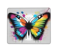 POEZJZW Colorful Butterfly Doodle Pattern Mouse Pad Non-Slip Rubber Stitched Edges Waterproof Gaming Mouse Mat for Desk Gaming Work Wireless Mice 7.9 X 9.5 in