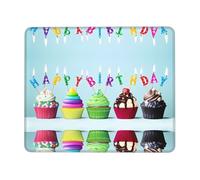 POEZJZW Colorful Happy Birthday Cupcakes Textured Mouse Pad, Rubberized Locking Edge Anti-Slip Mouse Pad For Office Gaming Computer Laptop 7.9 X 9.5 In
