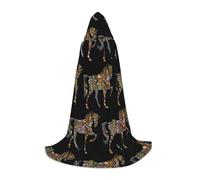 POEZJZW Colorful Horse Pattern Men Women Cloak With Hood Adult Cape With Hood Renaissance Halloween Witch Costume Wizard Cloak S