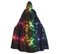 POEZJZW Colorful Music Notes Pattern Adult Hooded Cloak Cloak Women Men Halloween Costume Masquerade Cosplay Costume Christmas Party Robe