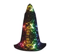 POEZJZW Colorful Music Notes Pattern Teenager Hooded Cloak Cloak Women Men Halloween Costume Masquerade Cosplay Costume Christmas Party Robe S